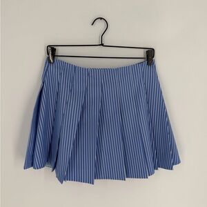 The Frankie Shop Exclusive Venus Pleated Mini Skirt In Blue White Stripe
